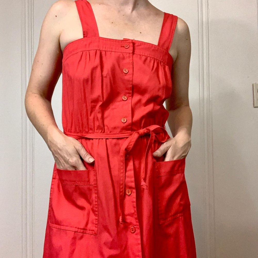 Red Hot Button Front Vintage Sundress Size S/M - Picture 2 of 4